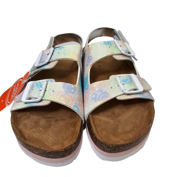 Girls Platform Comfort Cork Adjustable Sandals Size 4 & 5 Classic Dual Strap - Picture 2 of 10